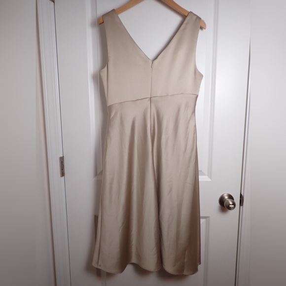 Lauren Ralph Lauren Champagne Faux Wrap Dress Sleeveless Satin size 10 - Picture 6 of 16